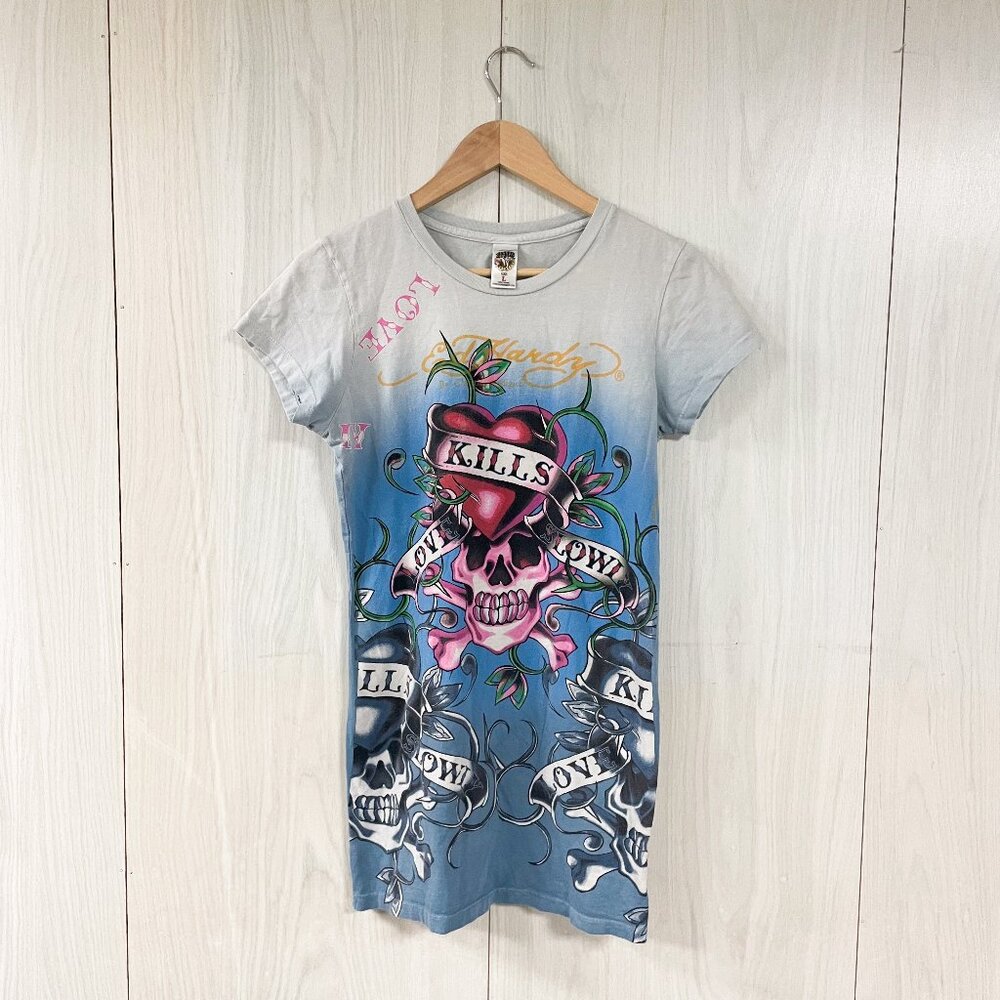 Vintage Christian Audigier Ed Hardy Tattoo Y2K Large Graphic Made in USA T-shirt